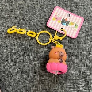 NWT Brown and Pink Bear Keychain Plush